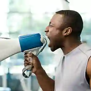 Some dude yelling into a megaphone